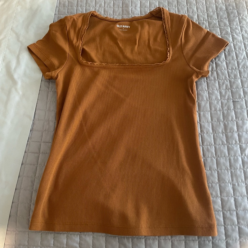 Old Navy Women's Tan Square Neck Tee